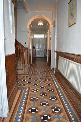 Tiled hallway in Charter House Devon